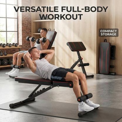 Elite 7-in-1 Pro-Series Foldable Fitness Bench | Multi-Purpose Strength Station